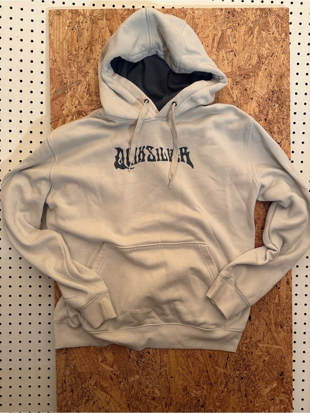 Quiksilver Light Beige Pullover Hoodie with Black Logo